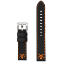 22mm Genuine Leather Design Smooth Black Strap - Pirate Design