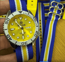 24mm Blue/yellow Nylon Ballistic Strap 3 Rings