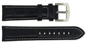 22mm Black Genuine Leather Strap Vintage Croco Semi Shiny Finish