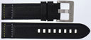 22mm Blue/yellow/white Stitch Leather Strap With SS Buckle