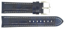22mm Dark Blue Genuine Leather Strap Vintage Croco Semi Shiny Finish