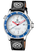 22mm Genuine Leather �Deep Blue� Design Smooth Black Strap