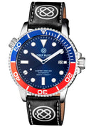 22mm Genuine Leather �Deep Blue� Design Smooth Black Strap