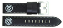22mm Genuine Leather �Deep Blue� Design Smooth Black Strap