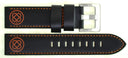 22mm Genuine Leather �Deep Blue� Design Smooth Black Strap