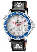 22mm Genuine Leather �pirate� Design Smooth Black Strap