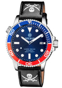 22mm Genuine Leather �pirate� Design Smooth Black Strap