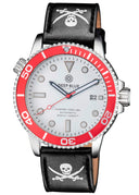 22mm Genuine Leather �pirate� Design Smooth Black Strap