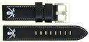 22mm Genuine Leather �pirate� Design Smooth Black Strap