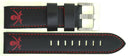 22mm Genuine Leather �pirate� Design Smooth Black Strap
