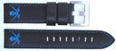 22mm Genuine Leather �pirate� Design Smooth Black Strap