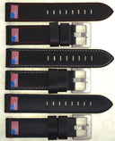 22mm Genuine Leather �usa Flag� Design Smooth Black Strap