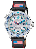 22mm Genuine Leather �usa Flag� Design Smooth Black Strap