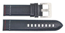22mm Red, White & Blue Stitch Leather Strap W/ SS Buckle