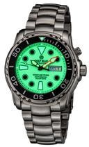 Pro Sea Diver 1000 — Black White Full Lume Orange Bracelet — Green