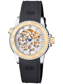 40mm Automatic Skeleton Diver Gold Bezel - Silver Skeleton Dial - Gold Movement - Silver Case