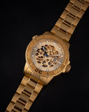 40mm Automatic Skeleton Diver Gold Bezel - Gold Skeleton Dial - Gold Movement - Gold Case - Bracelet