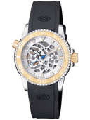 40mm Automatic Skeleton Diver Gold Bezel - Silver Skeleton Dial - Silver Movement - Silver Case