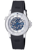 40mm Automatic Skeleton Diver Silver Bezel - Blue Skeleton Dial - Silver Movement - Silver Case