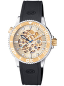 44mm Automatic Skeleton Diver Gold Bezel - Gold Skeleton Dial - Gold Movement- Silver Case