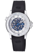 44mm Automatic Skeleton Diver Silver Bezel -Blue Skeleton Dial - Silver Movement- Silver Case