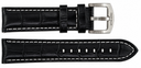 22mm Black Genuine Leather Strap Vintage Croco Semi Shiny Finish