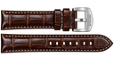 22mm Dark Brown Genuine Leather Strap Vintage Croco Semi Shiny Finish