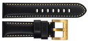 Genuine Leather Padded Smooth Black 24/22 Brass Buckle