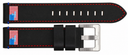 22mm Genuine Leather Design Smooth Black Strap - USA Flag