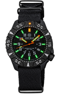 DayNight PC — Black Dial, White Bezel Accent, Orange Hands, Green & Orange Lume