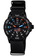 DayNight 43 Solar — USA Flag Black Dial, White Bezel Accents, White Hands, Red & White & Blue Lume