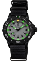 DayNight 43 Solar — White Dial, White Hands, Green & Orange Lume