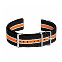 24mm Nylon (NATO-style) Strap, Black/Orange/Grey Stripe