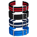 22mm Nuto (NATO-style) 1-Piece Strap, 4 Square Rings, Deep Blue Logo
