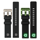 22mm/24mm Black Soft Silicon Strap 22/22 Or 24/22 Lume Deep Blue Logo