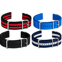 22mm Nuto (NATO-style) 1-Piece Strap, 4 Square Rings, Deep Blue Logo