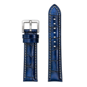 22mm Dark Blue Genuine Leather Strap Vintage Croco Semi Shiny Finish