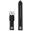 22mm Genuine Leather Design Smooth Black Strap - Pirate Design