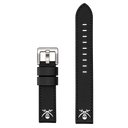 22mm Genuine Leather Design Smooth Black Strap - Pirate Design