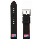 22mm Genuine Leather Design Smooth Black Strap - USA Flag