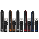 22mm Genuine Leather Design Smooth Black Strap - Pirate Design