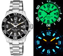Very Rare Alpha Marine 500 Tritium Tubes T-100 Swiss Automatic Black Dial - Bezel Lume Bgw9 - Bracelet