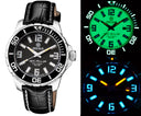 Alpha Marine 500 Tritium Tubes T-100 Swiss Automatic Black Dial - Bezel Lume Bgw9 - Leather Strap