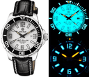 Alpha Marine 500 Tritium Tubes T-100 Swiss Automatic White Dial Bgw9 White / Blue - Bezel Lume Bgw9 - Leather Strap