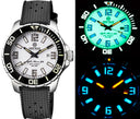 Alpha Marine 500 Tritium Tubes T-100 Swiss Automatic White Dial C3 White / Green - Bezel Lume C3 - Natural Rubber Strap