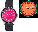 Alpha Marine Automatic Black Ceramic Bezel Full Lume Cherry Red Dial Strap