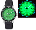 Alpha Marine Automatic Black Ceramic Bezel Full Lume Green Dial Strap