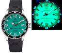 Alpha Marine Automatic Black Ceramic Bezel Full Lume Jade Blue Dial Strap