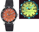Alpha Marine Automatic Black Ceramic Bezel Full Lume Light Red Dial Strap