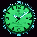 Alpha Marine Automatic Black White Ceramic Luminous Bezel Full Lume Black Dial